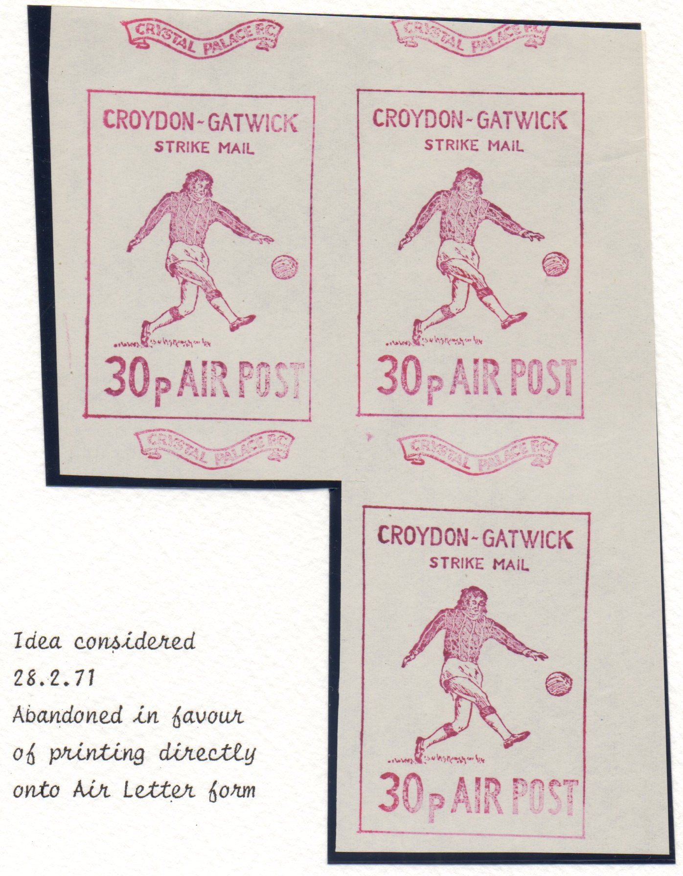 1971 Croydon Gatwick Strike Post stamps Postal Stationery Crystal Palace FC Football